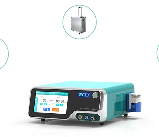 ECO microwave ablation system with carrying case, IV stand and accessories