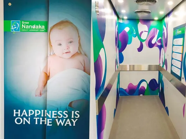 Sree Nandaka Fertility clinic door wrap and lift-interior signage
